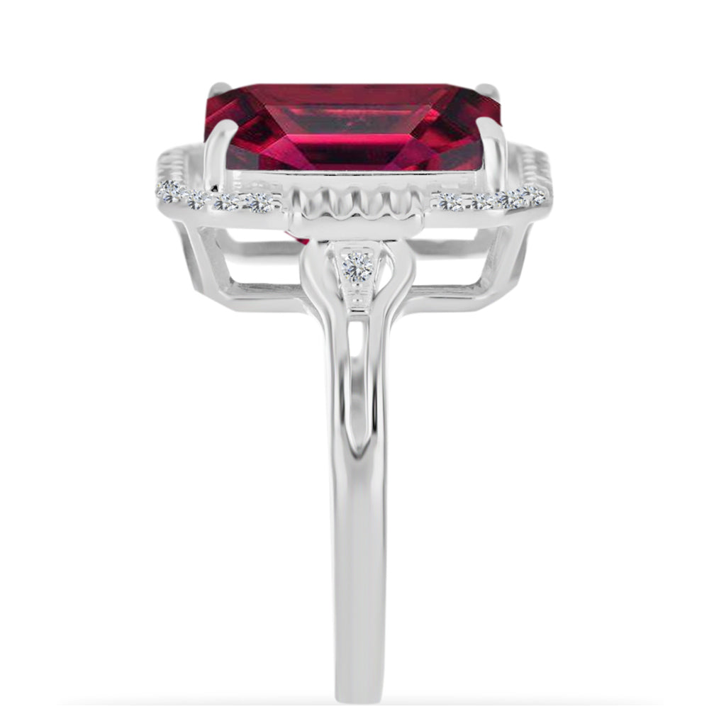 Inel din Argint 925 ( 3.28 grame ) cu Rubin Malagasy și Diamant Alb 9.52 Carate