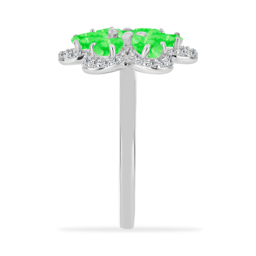 Inel din Argint 925 ( 3.38 grame ) cu Opal Hialit și Topaz Alb 1.57 Carate