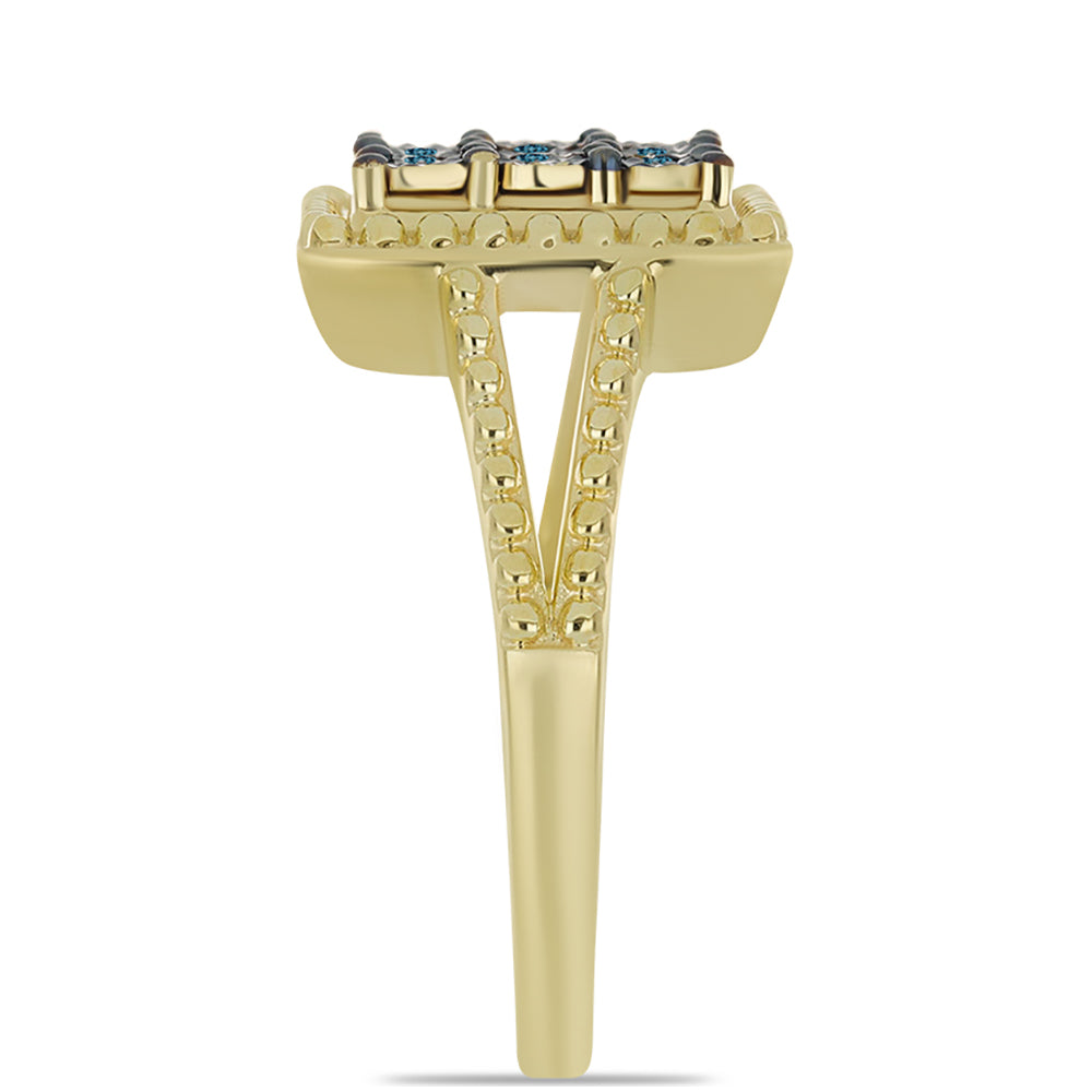 Inel din Argint 925 Placat cu Aur ( 4.49 grame ) cu Diamant Albastru 0.06 Carate