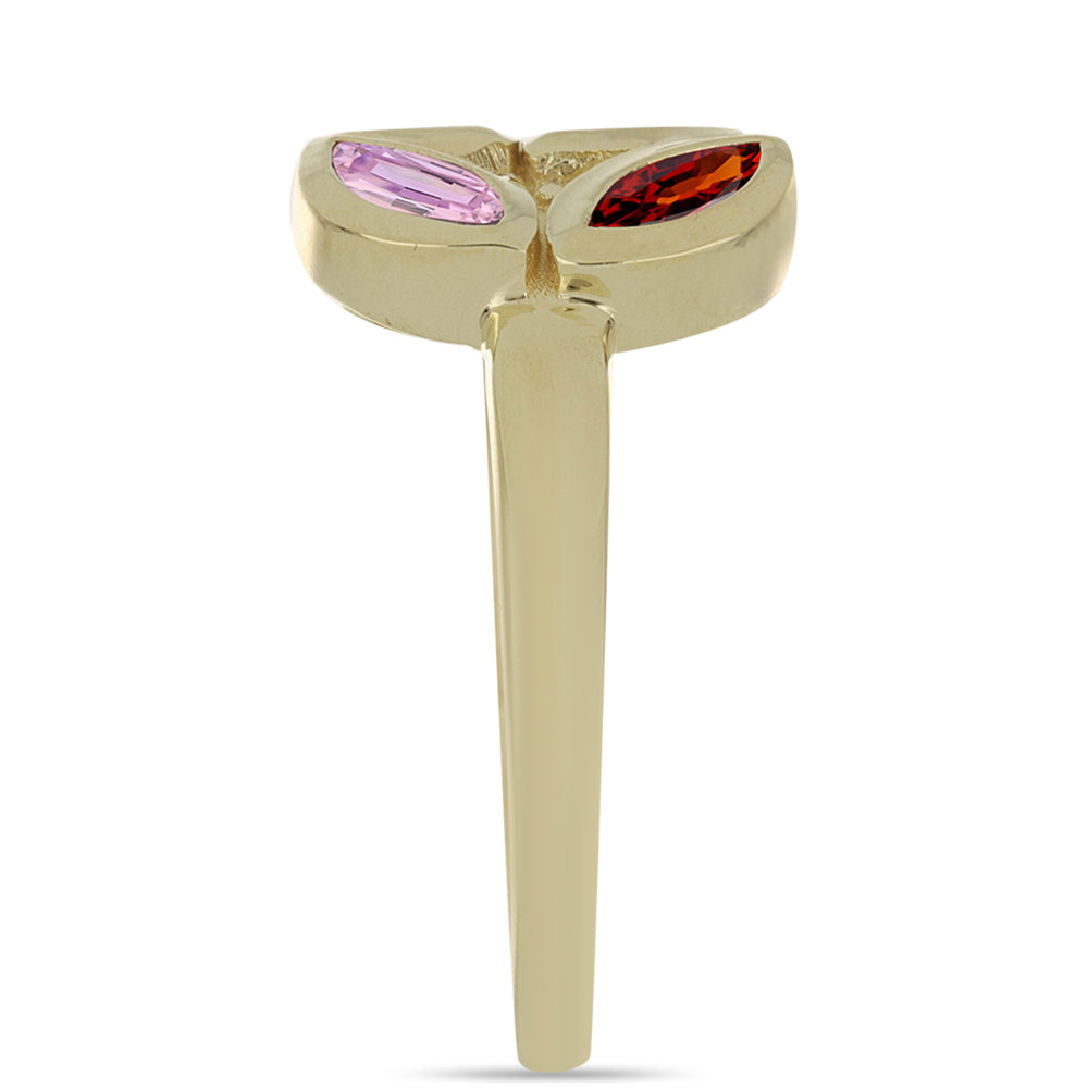 Inel din Argint 925 Placat cu Aur ( 3.32 grame ) cu Safir Rosebery Curcubeu 1.33 Carate