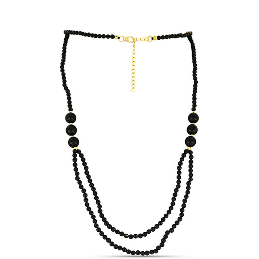 Colier din Argint 925 Placat cu Aur ( 1.42 grame ) cu Onix Negru Suwar 63.33 Carate