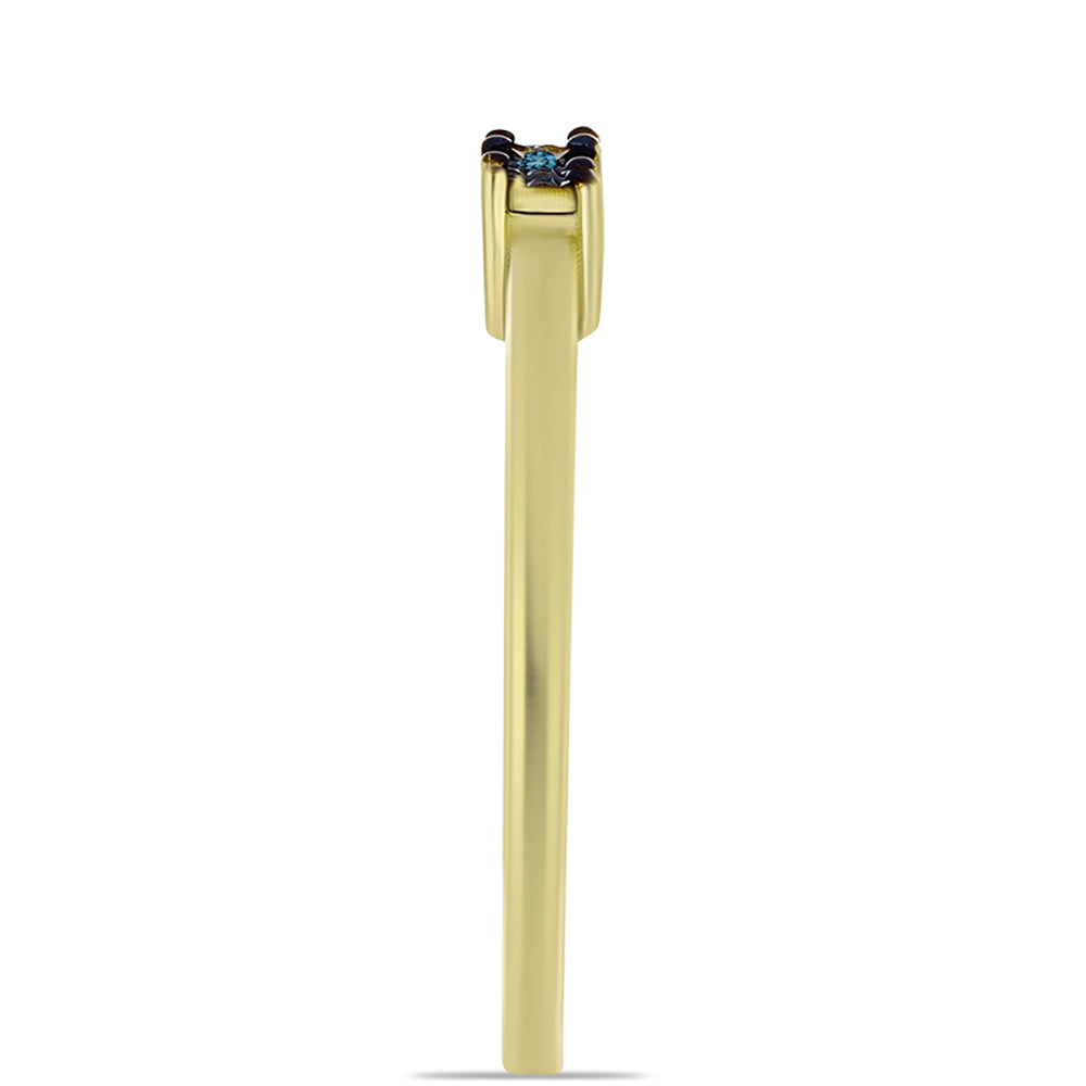 Inel din Argint 925 Placat cu Aur ( 1.96 grame ) cu Diamant Albastru 0.03 Carate