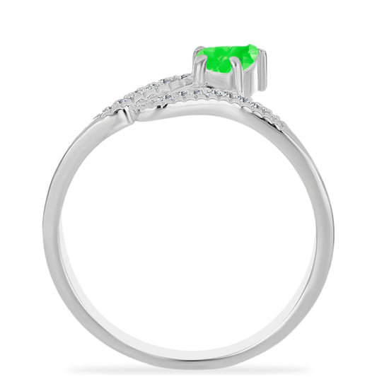 Inel din Argint 925 ( 2.51 grame ) cu Opal Hialit și Topaz Alb 0.39 Carate