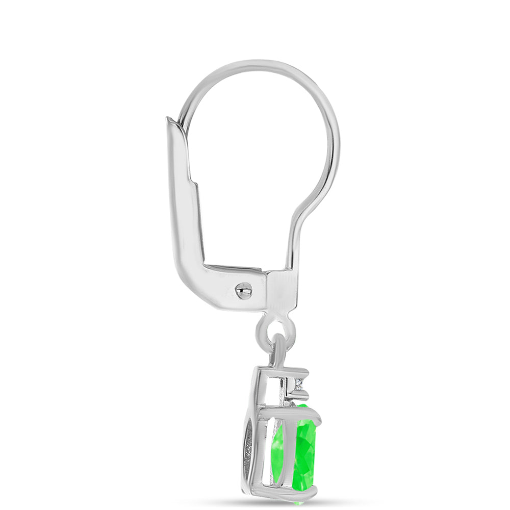 Cercei din Argint 925 ( 1.46 grame ) cu Opal Hialit și Topaz Alb 0.69 Carate