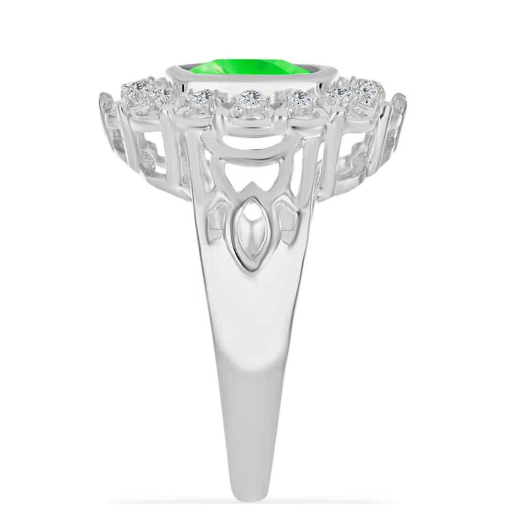 Inel din Argint 925 ( 4.07 grame ) cu Opal Hialit și Topaz Alb 1.3 Carate