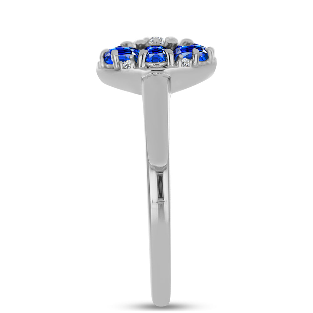 Inel din Argint 925 ( 2.58 grame ) cu Safir Albastru Australian și Topaz Alb 1.07 Carate