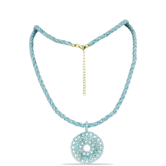 Colier din Argint 925 Placat cu Aur ( 1 grame ) cu Amazonit 61.43 Carate