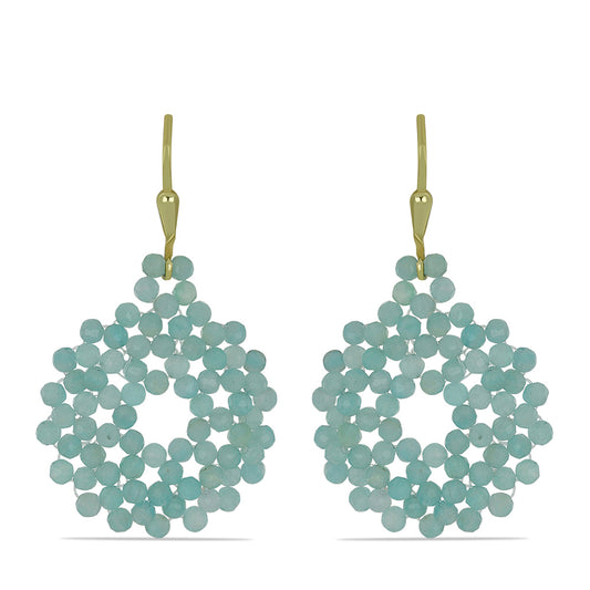 Cercei din Argint 925 Placat cu Aur ( 0.8 grame ) cu Amazonit 11.46 Carate