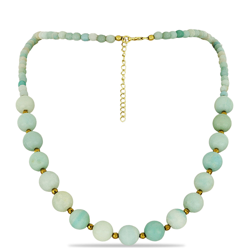 Colier din Argint 925 Placat cu Aur ( 1 grame ) cu Amazonit și Hematit Cerro Bolívar 173 Carate