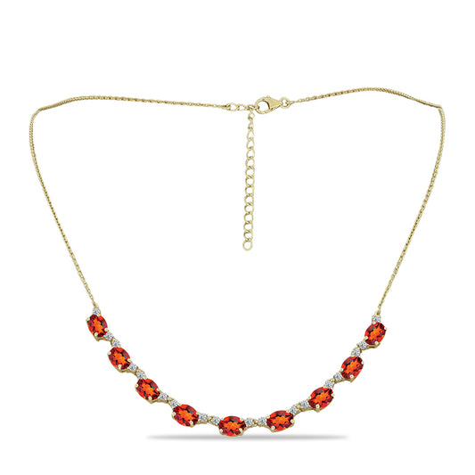 Colier din Argint 925 Placat cu Aur ( 5.71 grame ) cu Citrin Madeira și Topaz Alb 6.74 Carate