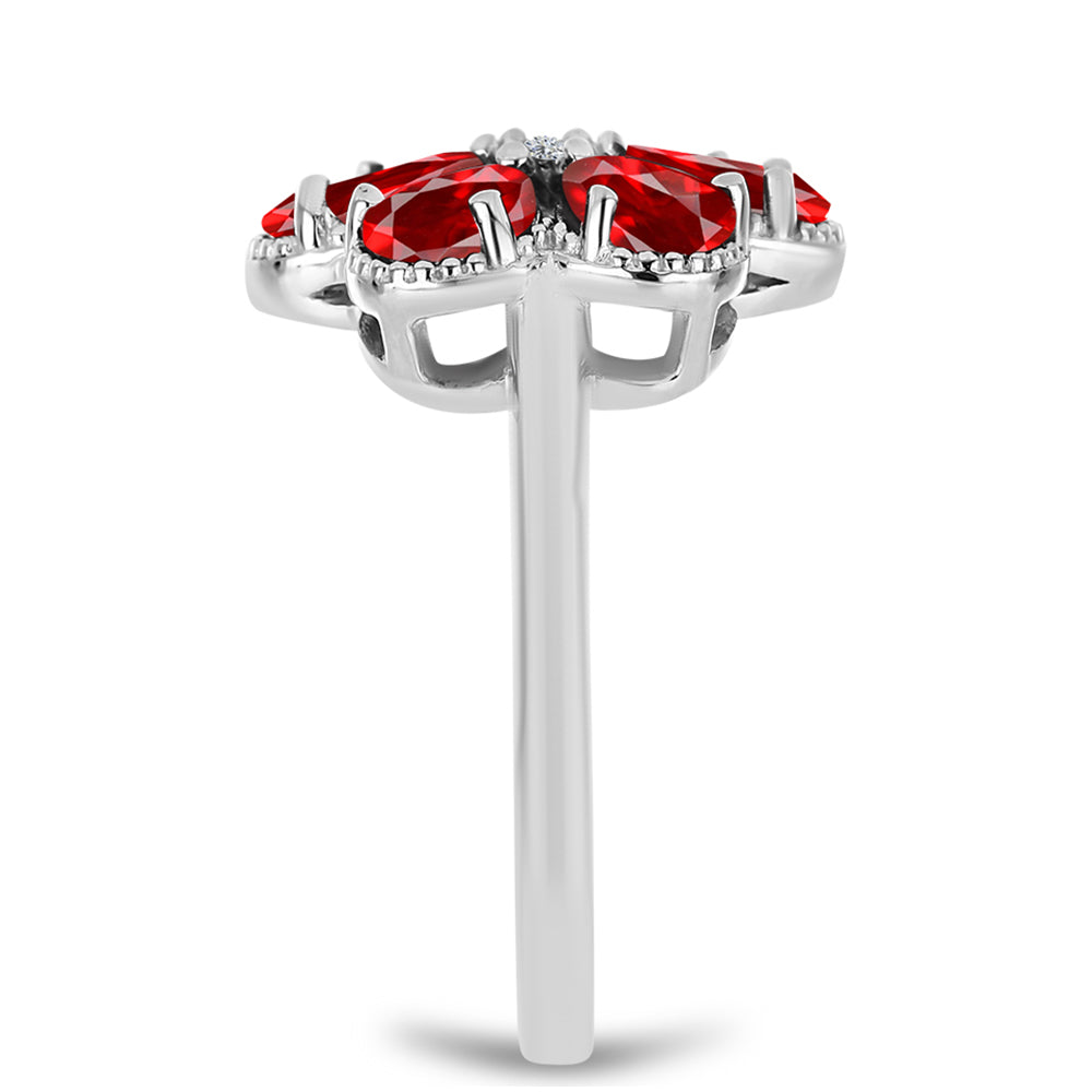 Inel din Argint 925 ( 3.25 grame ) cu Agat Roșu și Topaz Alb 2.14 Carate