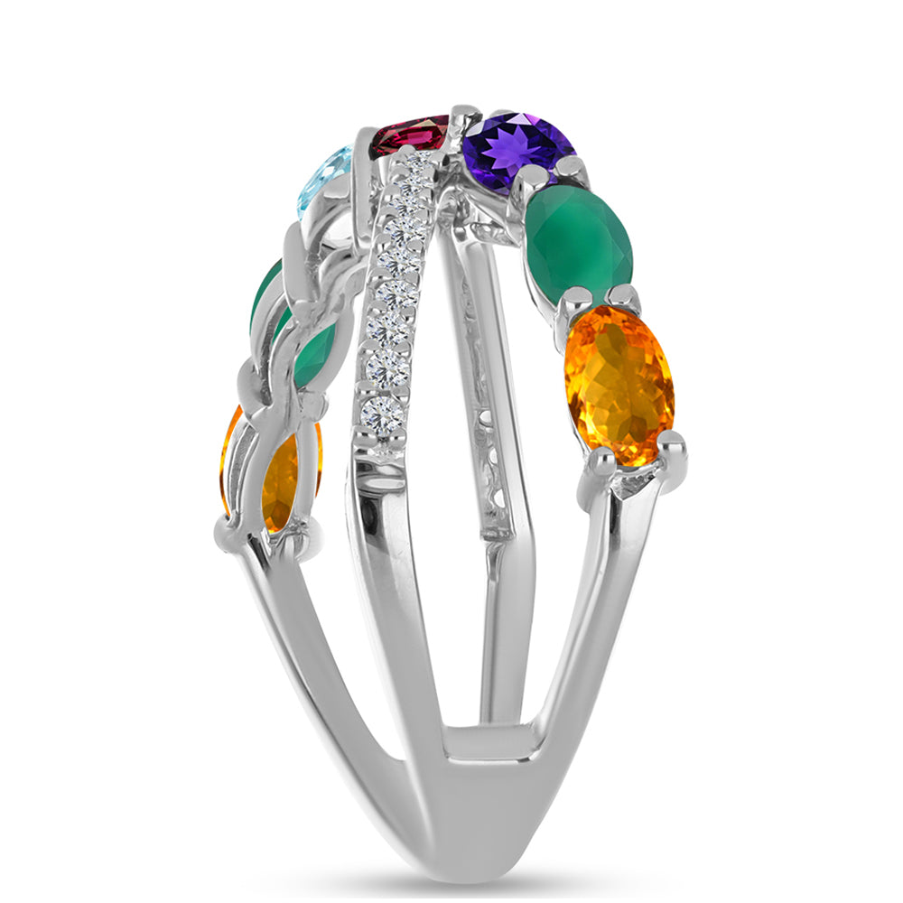 Inel din Argint 925 ( 3.06 grame ) cu Ametist Marocan și Agat Verde 1.83 Carate