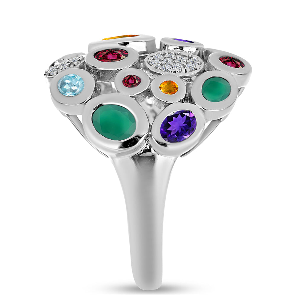 Inel din Argint 925 ( 6.42 grame ) cu Ametist Marocan și Agat Verde 3.08 Carate