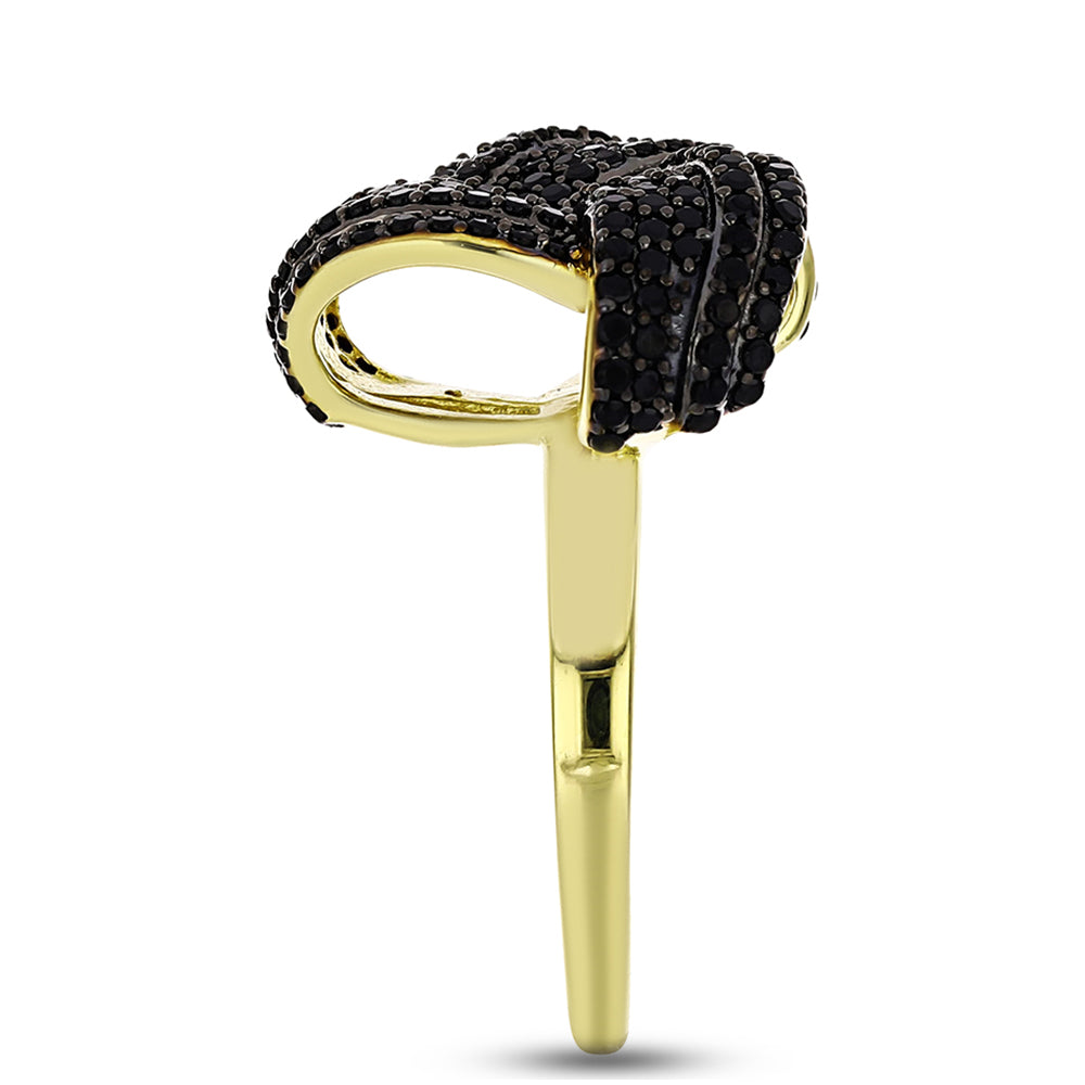 Inel din Argint 925 Placat cu Aur ( 5.31 grame ) cu Spinel Negru 1.37 Carate