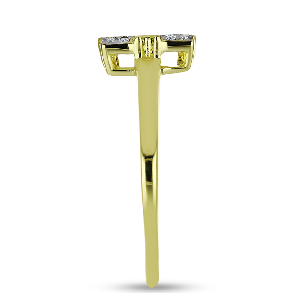 Inel din Argint 925 Placat cu Aur ( 2.56 grame ) cu Diamant Albastru și Topaz Alb 0.12 Carate