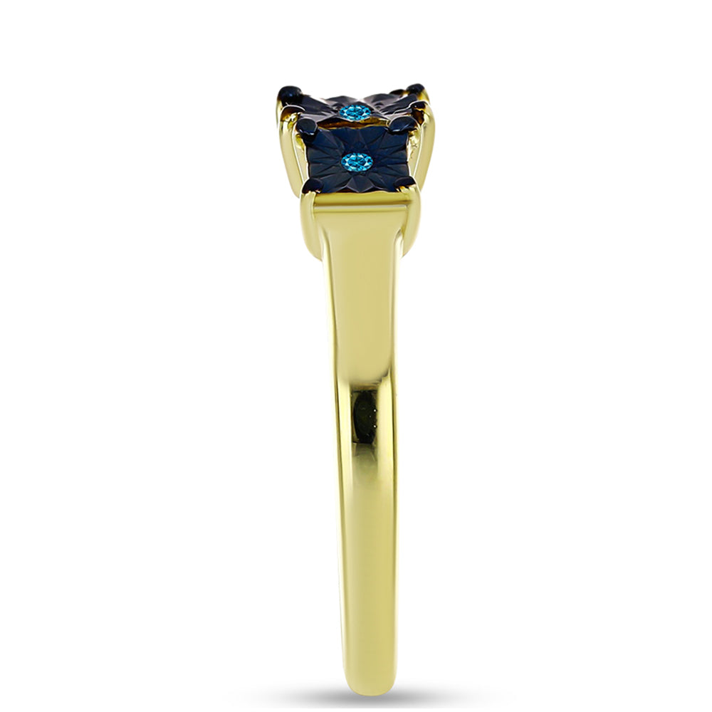 Inel din Argint 925 Placat cu Aur ( 2.49 grame ) cu Diamant Albastru 0.02 Carate