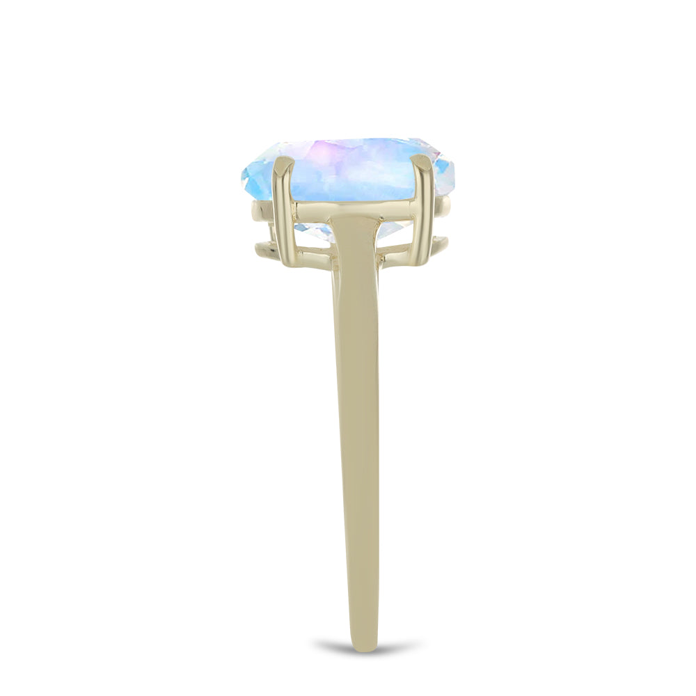 Inel din Argint 925 Placat cu Aur ( 1.94 grame ) cu Piatra Lunii Curcubeu 2.3 Carate