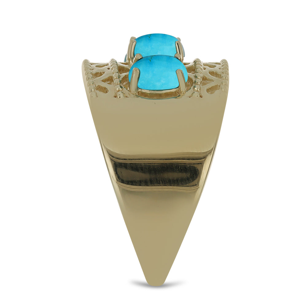 Inel din Argint 925 Placat cu Aur ( 6.59 grame ) cu Turcoaz ”Frumoasa Adormită” 1.26 Carate