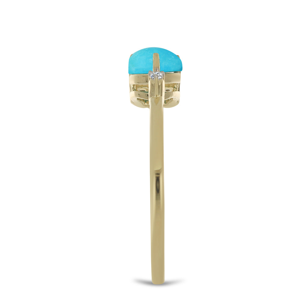 Inel din Argint 925 Placat cu Aur ( 1.6 grame ) cu Turcoaz ”Frumoasa Adormită” și Topaz Alb 0.99 Carate