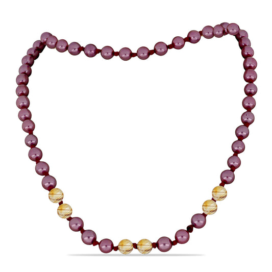 Colier din Pepită ( 31.99 grame ) cu Perlă de cultură Violet și Citrin Ural 159.93 Carate