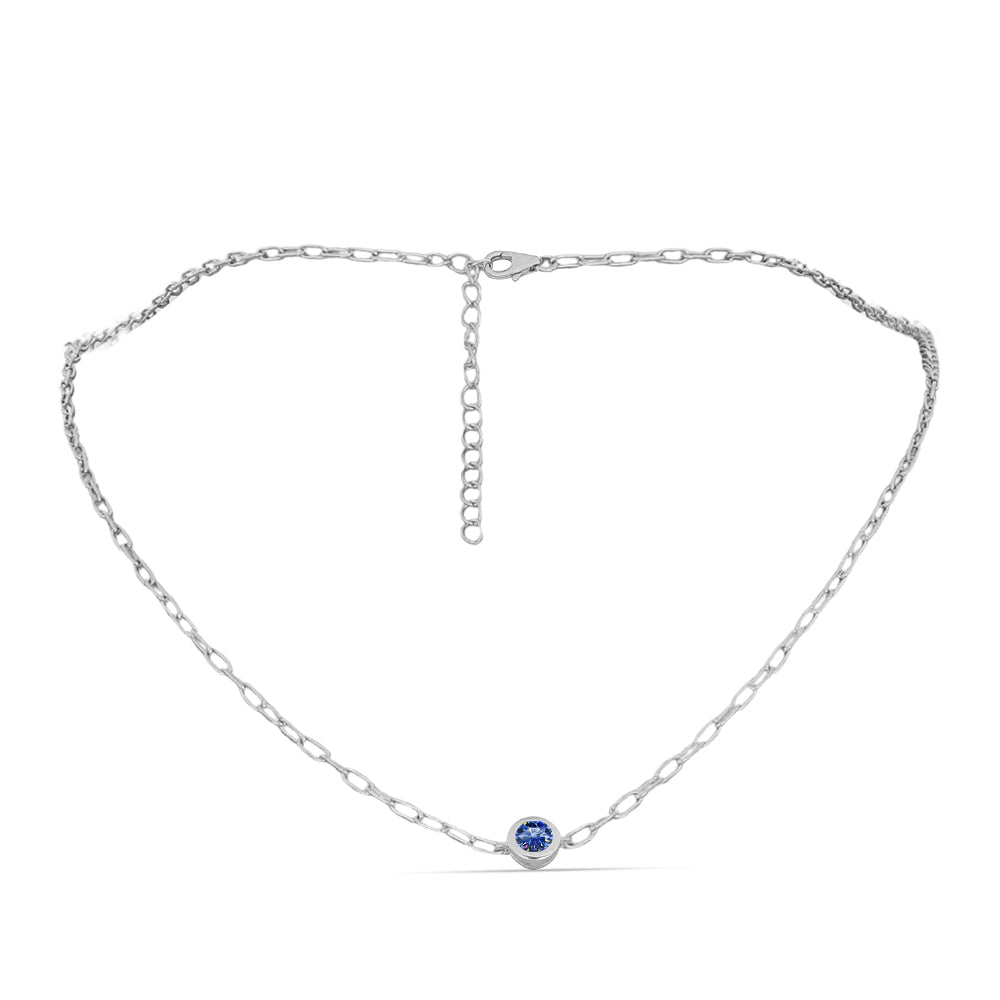 Colier din Argint 925 ( 4.59 grame ) cu Moissanite Albastru Regal cultivat în laborator 0.44 Carate