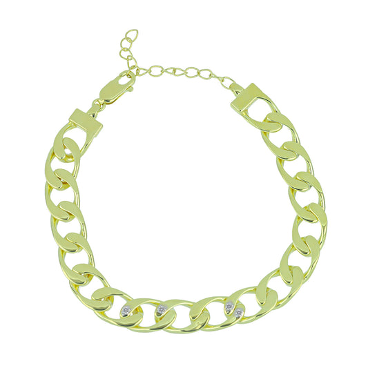 Brățară din Argint 925 Placat cu Aur ( 14.73 grame ) cu Diamant Alb 0.03 Carate