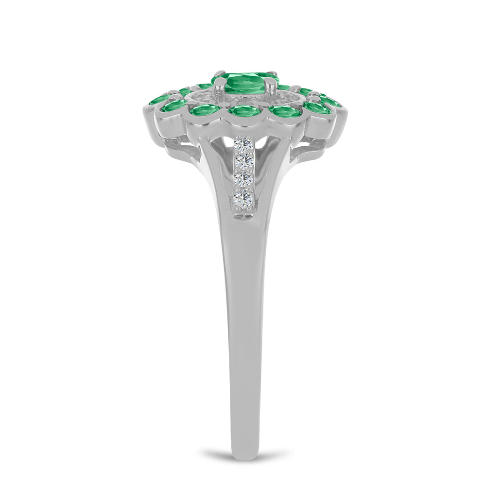 Inel din Argint 925 ( 3.02 grame ) cu Alexandrit Natural și Topaz Alb 0.91 Carate