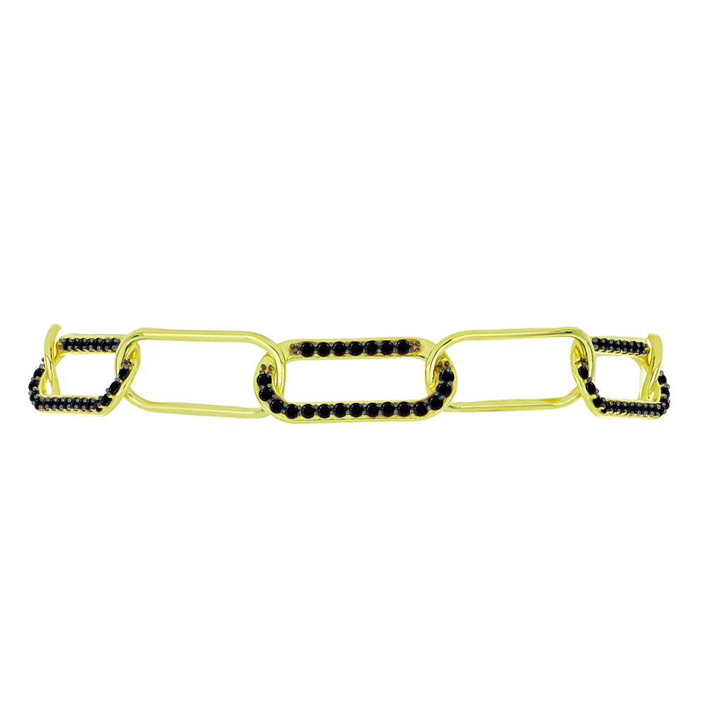 Brățară din Argint 925 Placat cu Aur ( 7.1 grame ) cu Spinel Negru 1.32 Carate