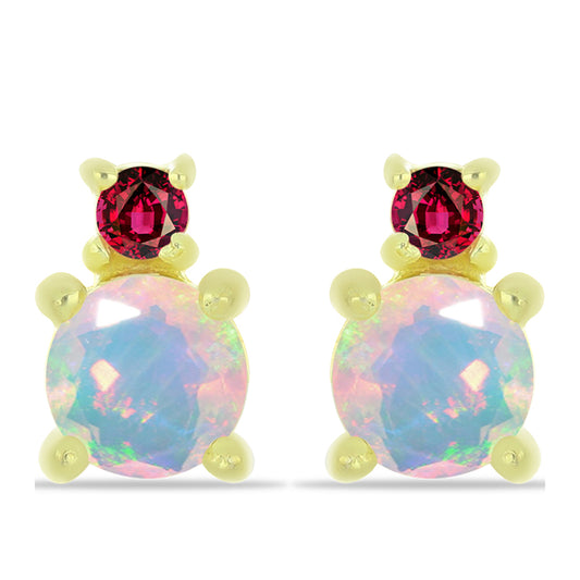 Cercei din Argint 925 Placat cu Aur ( 1.06 grame ) cu Opal Welo și Turmalină Chakra 0.39 Carate