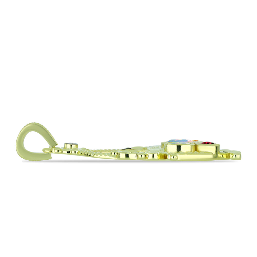 Pandantiv din Argint 925 Placat cu Aur ( 5.84 grame ) cu Opal Welo și Turmalină Chakra 0.49 Carate