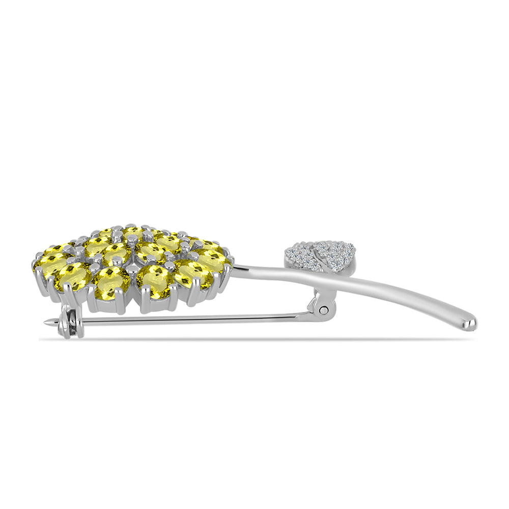 Broşă din Argint 925 ( 5.74 grame ) cu Topaz Galben și Topaz Alb 4.9 Carate
