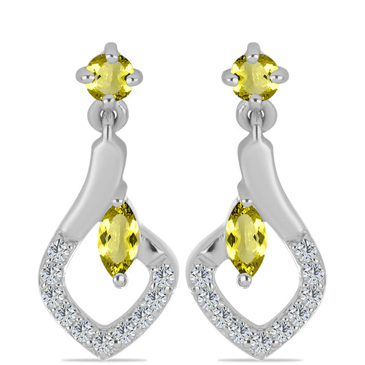 Cercei din Argint 925 ( 2.23 grame ) cu Topaz Galben și Topaz Alb 0.71 Carate