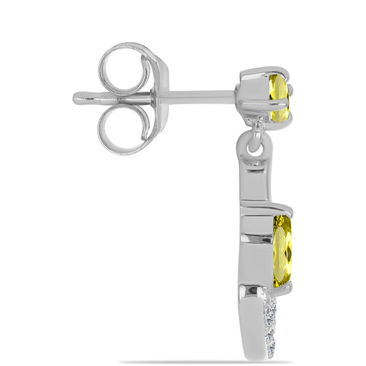 Cercei din Argint 925 ( 2.23 grame ) cu Topaz Galben și Topaz Alb 0.71 Carate