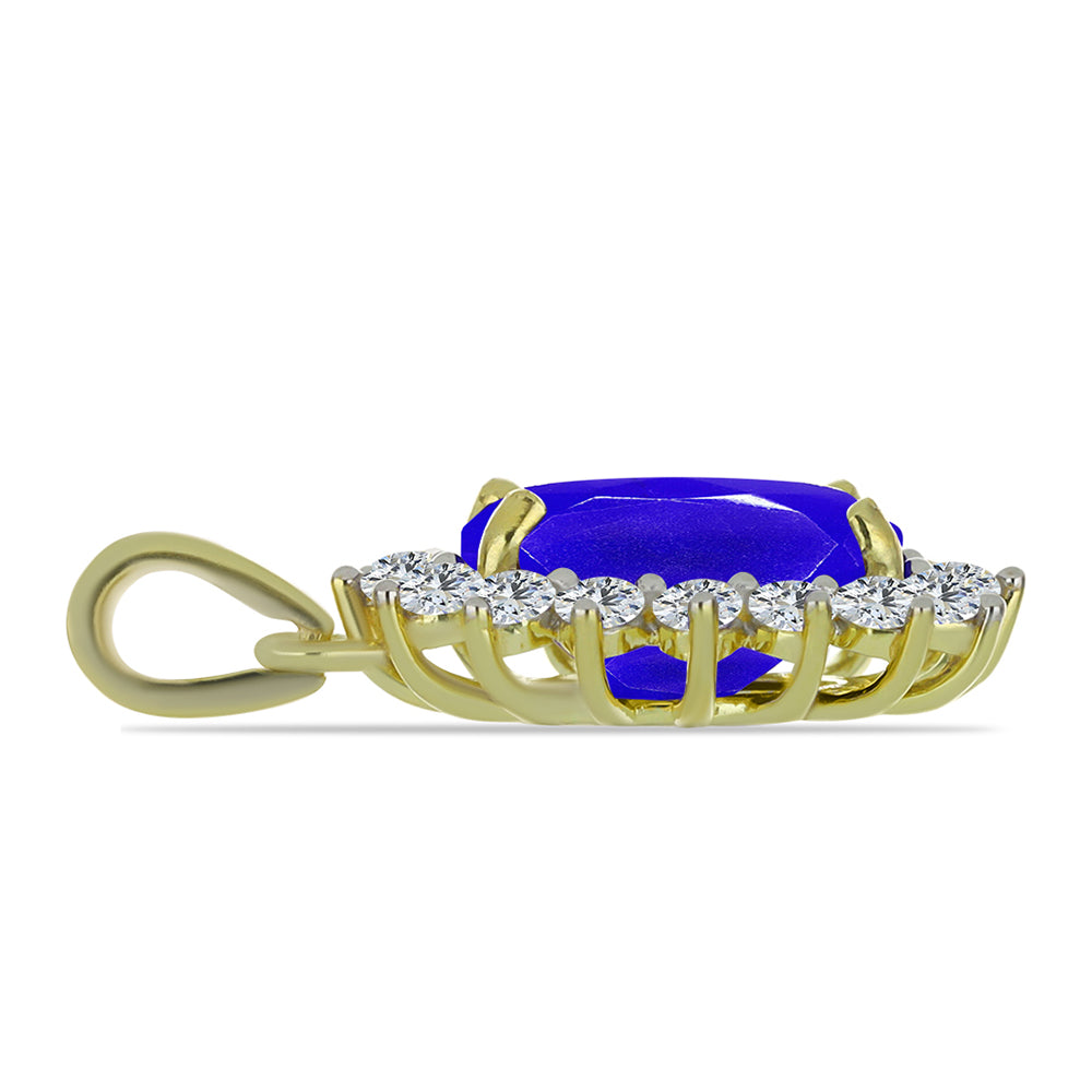 Pandantiv din Argint 925 Placat cu Aur ( 1.39 grame ) cu Agat Albastru și Topaz Alb 2.85 Carate
