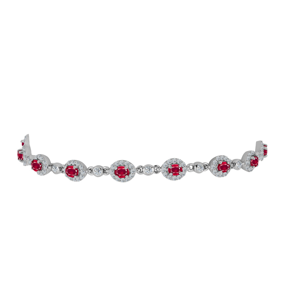 Brățară din Argint 925 ( 7.22 grame ) cu Rubin Malagasy și Topaz Alb 3.43 Carate