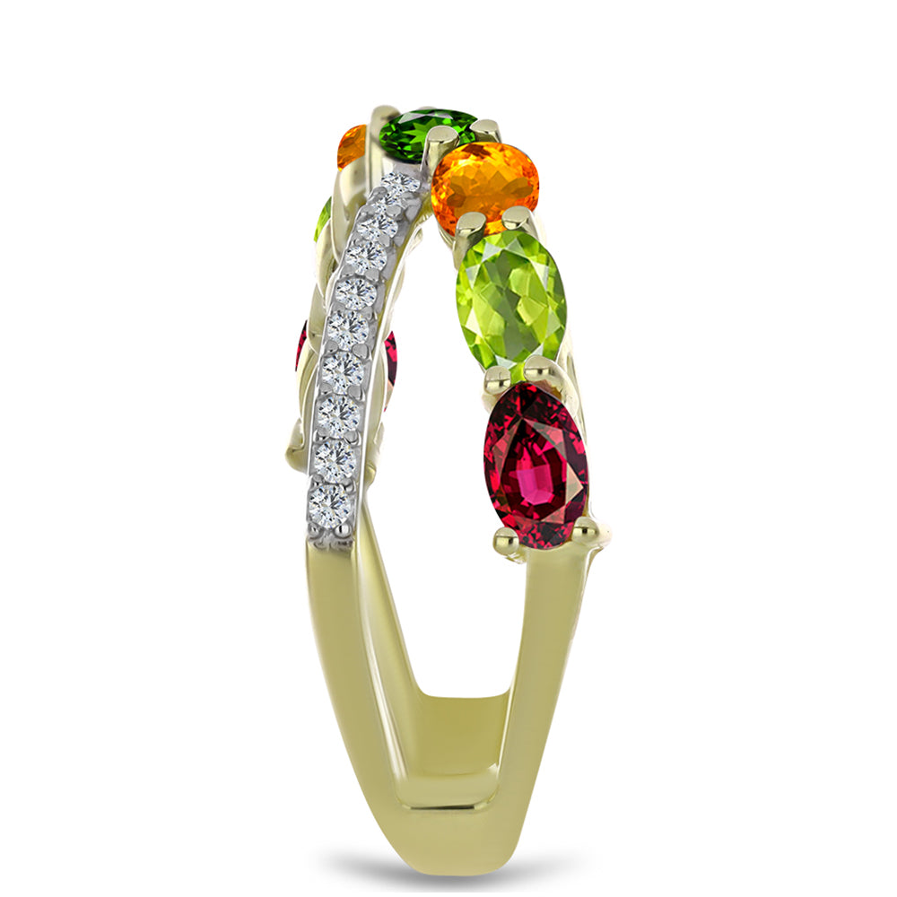 Inel din Argint 925 Placat cu Aur ( 2.97 grame ) cu Turmalină Chakra și Topaz Alb 1.94 Carate