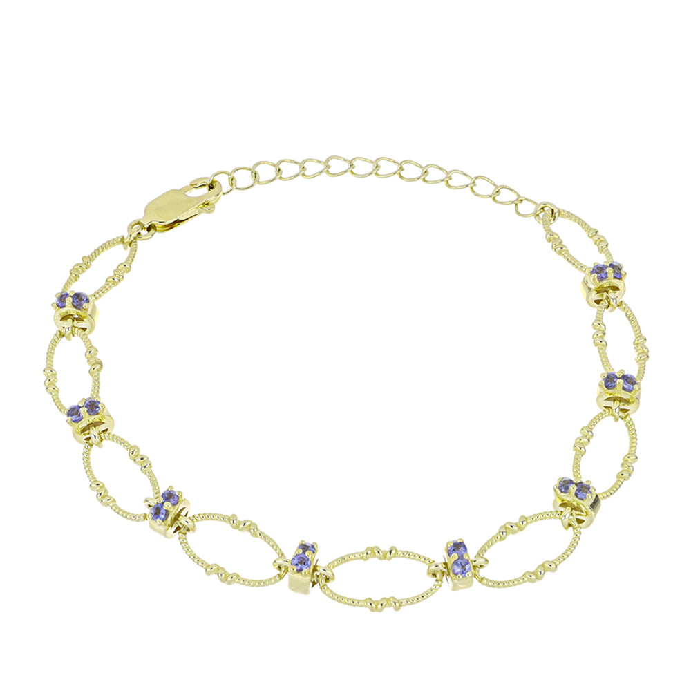 Set din Argint 925 Placat cu Aur ( 25.63 grame ) cu Tanzanit 1.33 Carate ( Colier+Brățară )