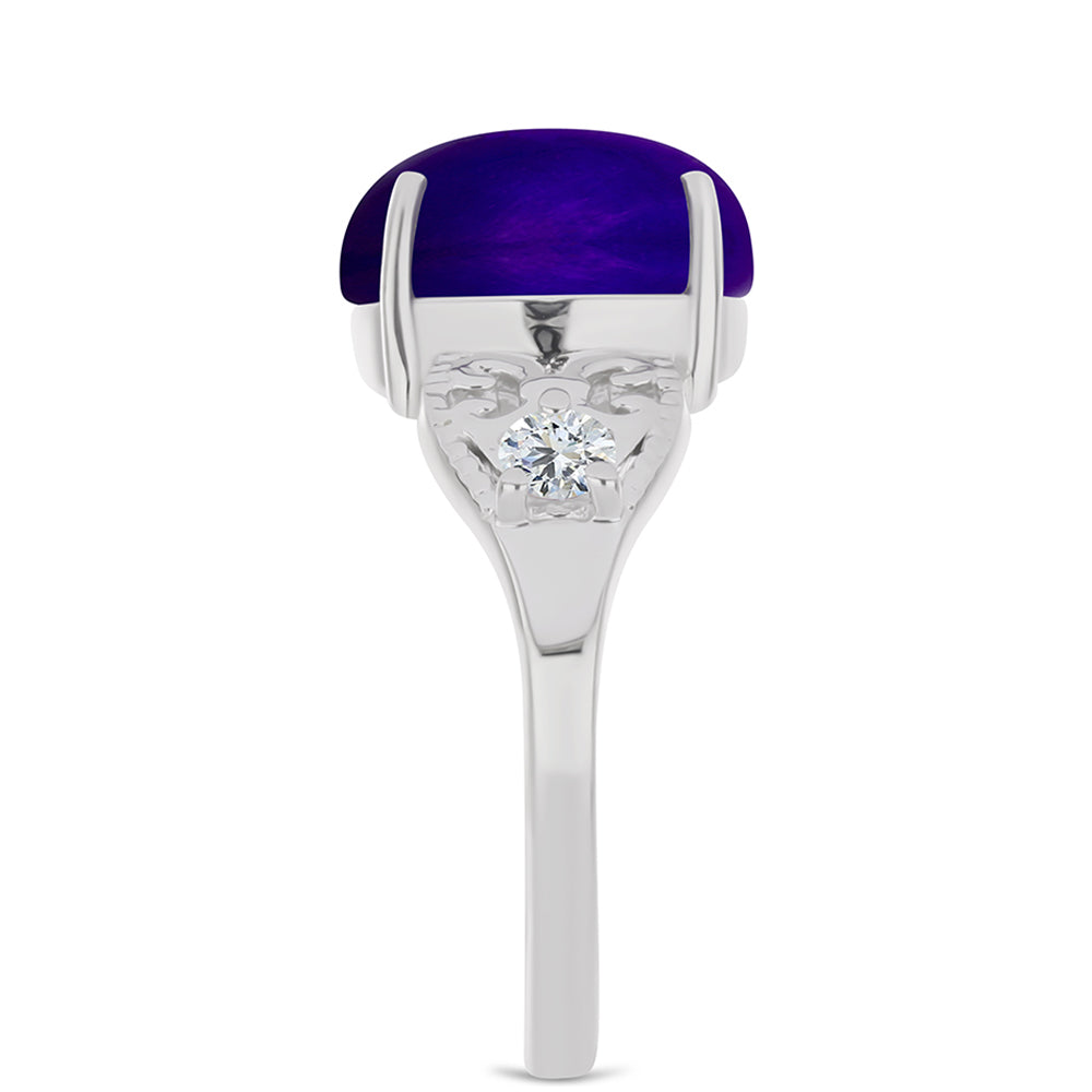 Inel din Argint 925 ( 3.41 grame ) cu Jad Violet și Topaz Alb 6.2 Carate