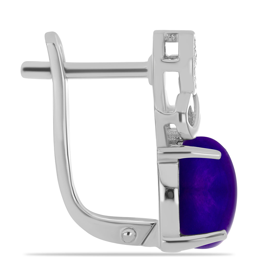 Cercei din Argint 925 ( 4.21 grame ) cu Jad Violet și Topaz Alb 5.97 Carate