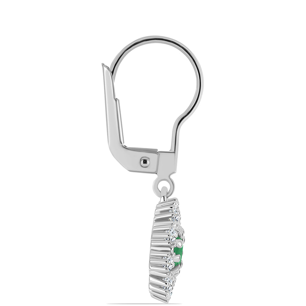 Cercei din Argint 925 ( 3 grame ) cu Smarald Brazilian și Topaz Alb 1.36 Carate