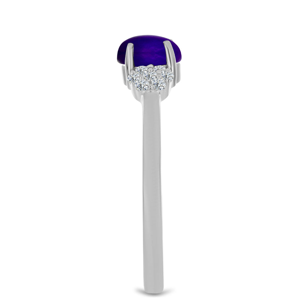 Inel din Argint 925 ( 2.12 grame ) cu Jad Violet și Topaz Alb 0.67 Carate