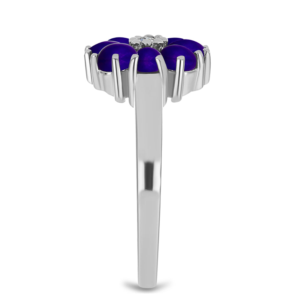 Inel din Argint 925 ( 3.46 grame ) cu Jad Violet și Topaz Alb 1.32 Carate