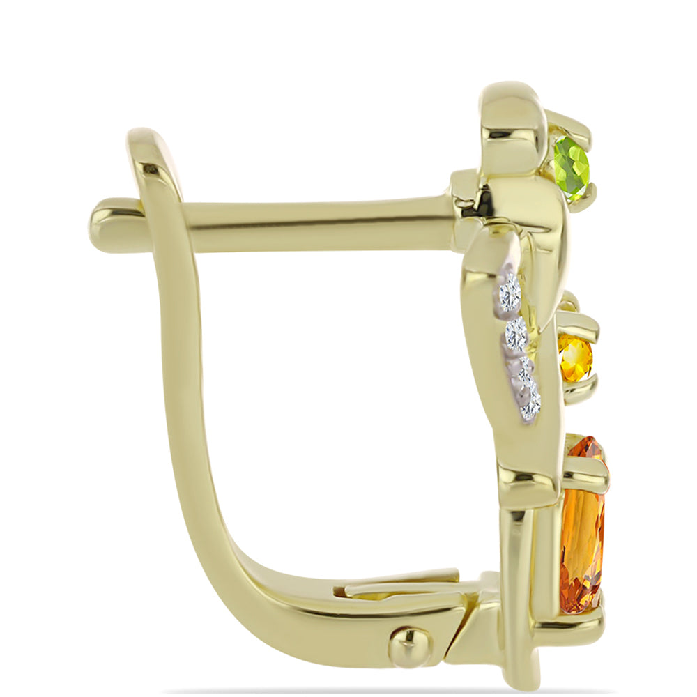 Cercei din Argint 925 Placat cu Aur ( 5.05 grame ) cu Safir Rosebery Curcubeu și Topaz Alb 1.07 Carate