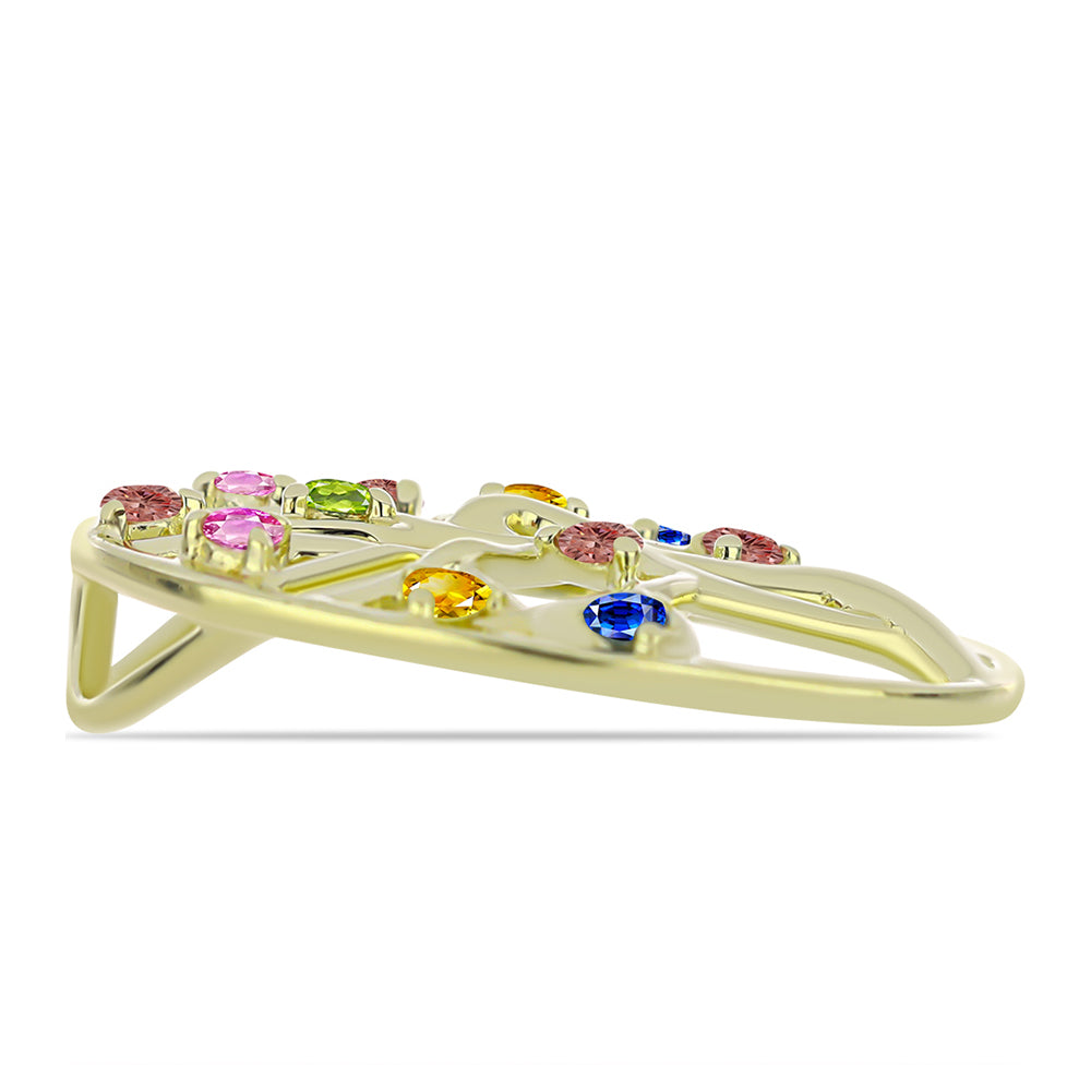 Pandantiv din Argint 925 Placat cu Aur ( 2.73 grame ) cu Safir Rosebery Curcubeu 0.55 Carate