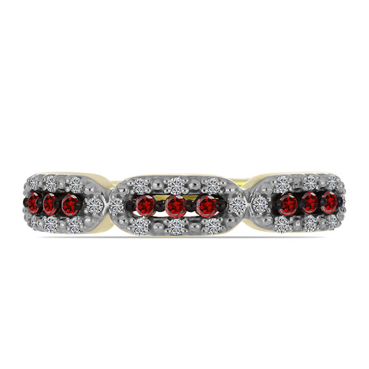 Inel din Argint 925 Placat cu Aur ( 2.3 grame ) cu Diamant Roșu și Diamant Alb 0.24 Carate