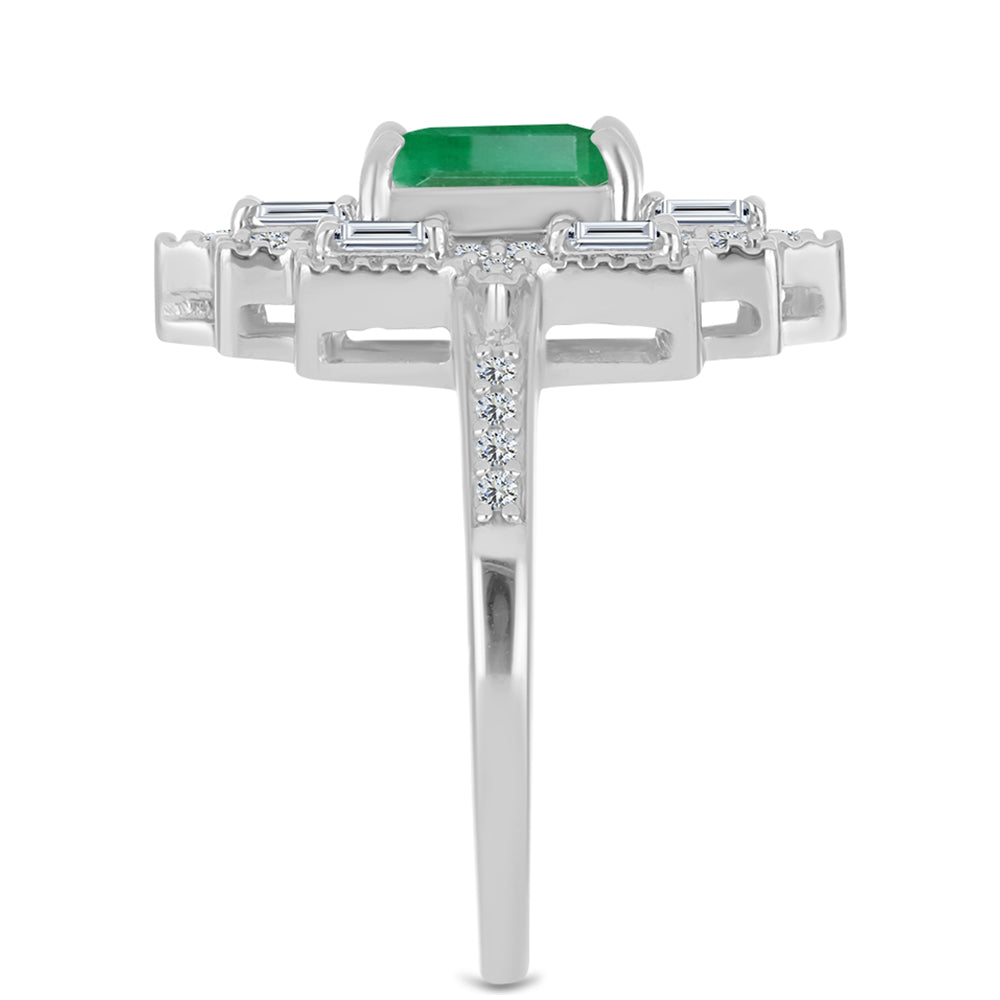 Inel din Argint 925 ( 4.97 grame ) cu Smarald Brazilian și Zircon Alb 2.23 Carate