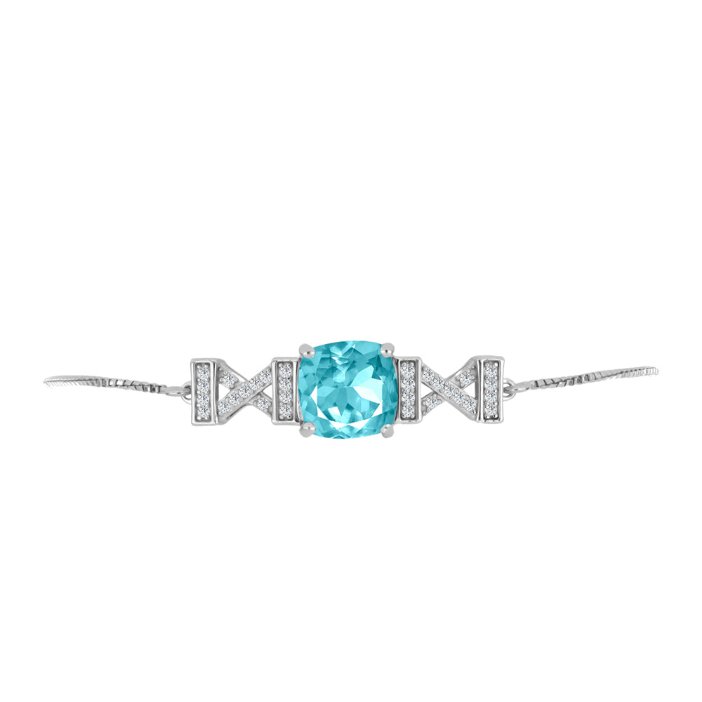 Brățară din Argint 925 ( 4.92 grame ) cu Cuarț Paraiba și Topaz Alb 4.3 Carate