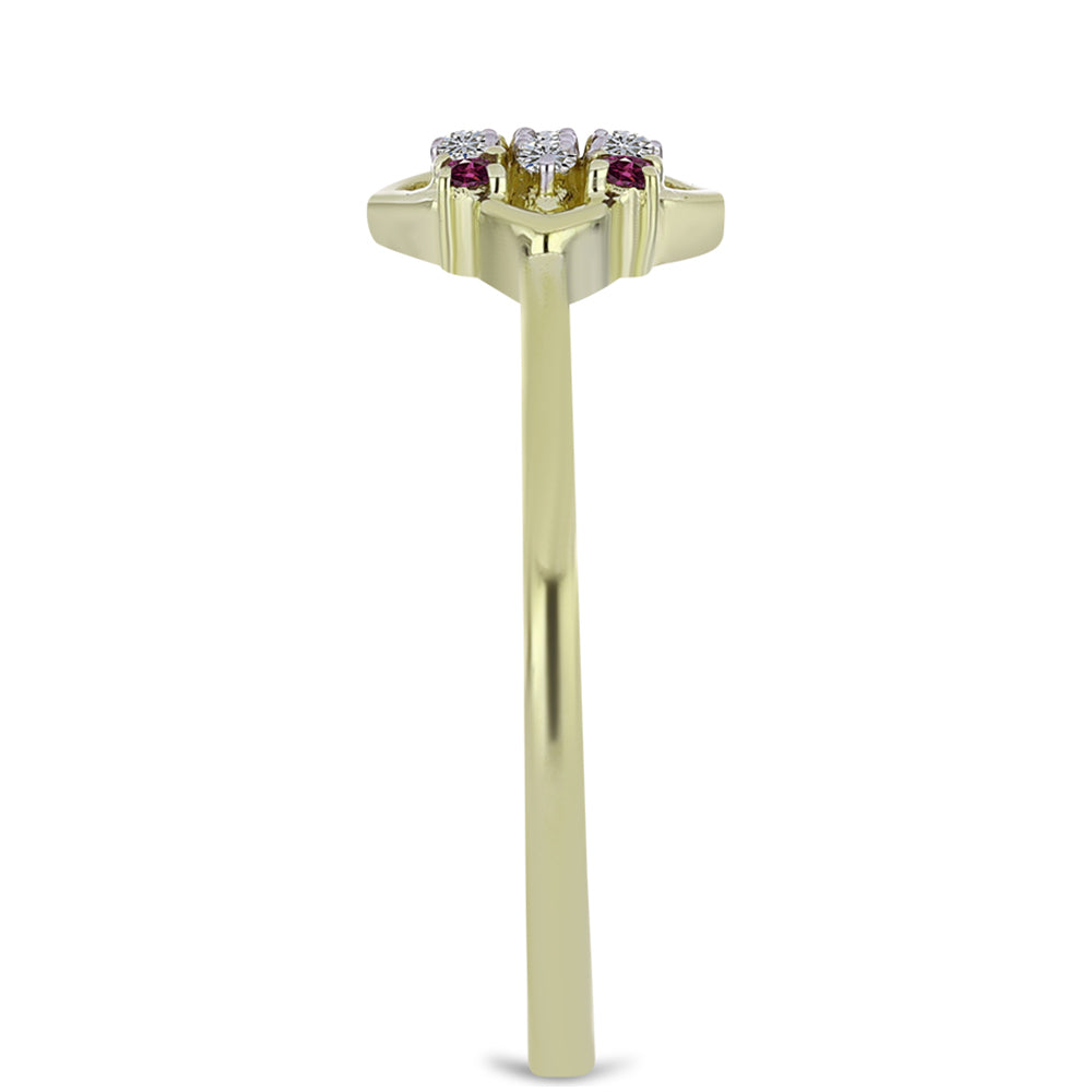 Inel din Argint 925 Placat cu Aur ( 1.48 grame ) cu Diamant Violet și Diamant Alb 0.1 Carate