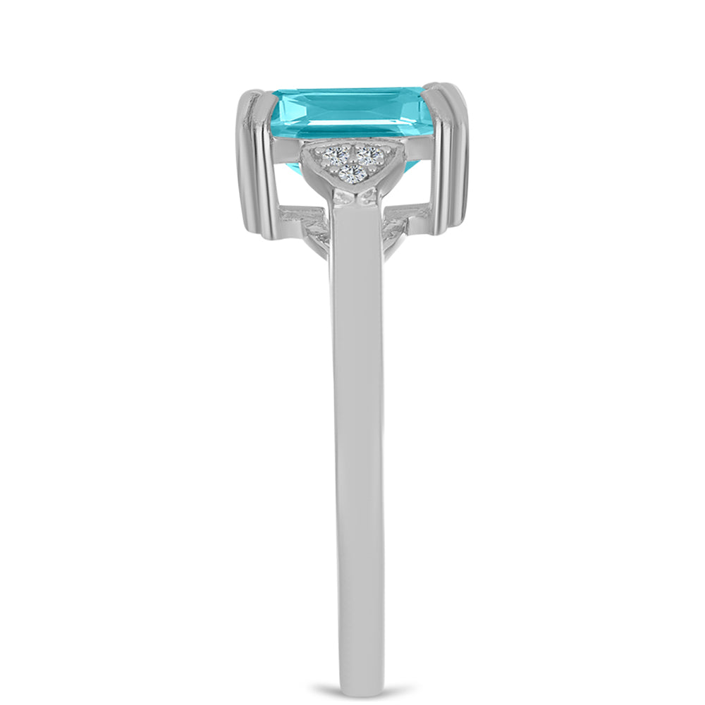 Inel din Argint 925 ( 2.63 grame ) cu Cuarț Paraiba și Topaz Alb 2.05 Carate