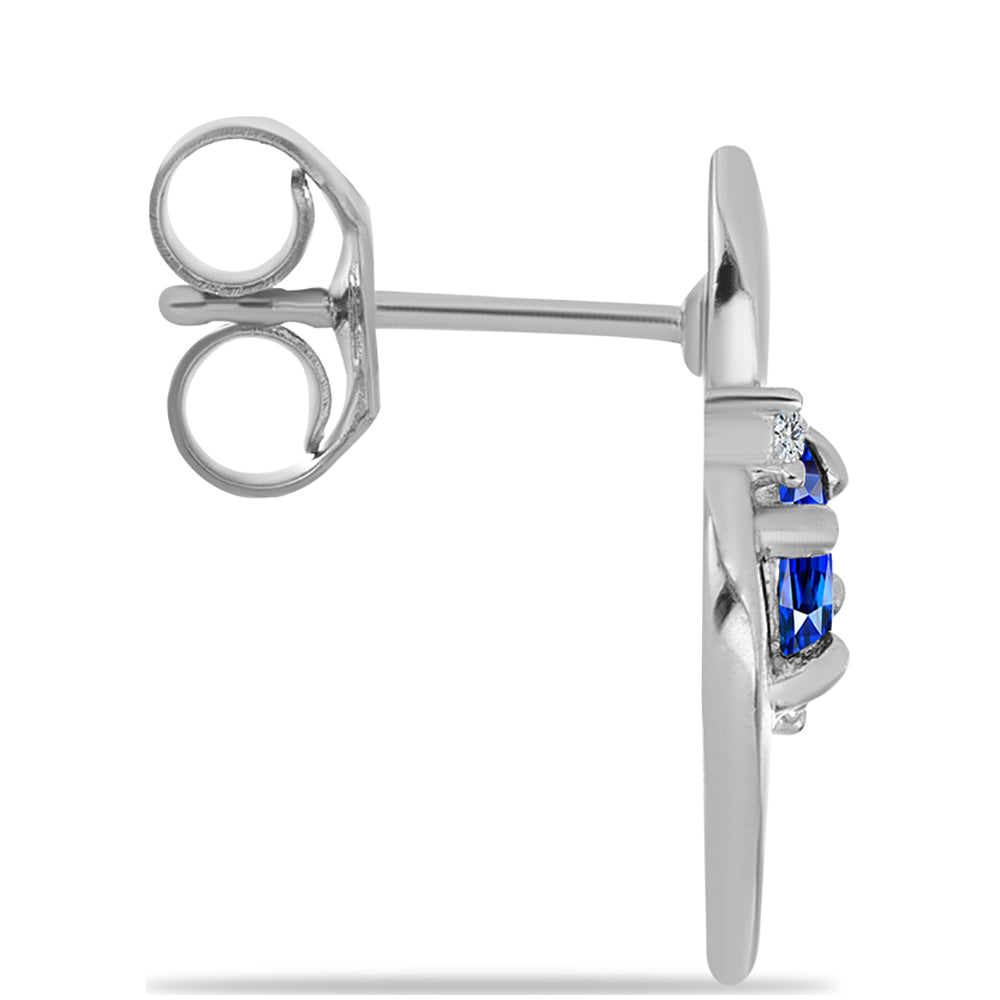 Cercei din Argint 925 ( 1.97 grame ) cu Safir Albastru Australian și Topaz Alb 0.7 Carate